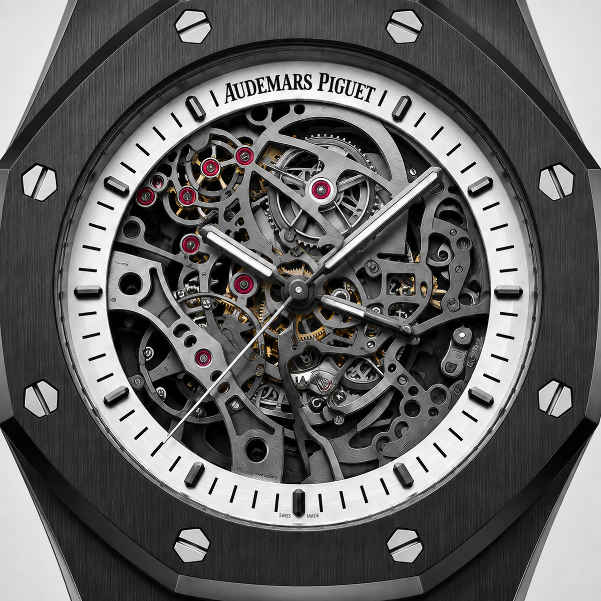 Relógio AP Royal Oak Preto Skeleton 43mm