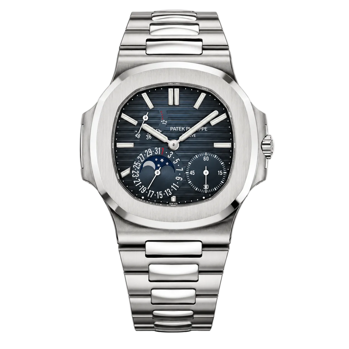 Relógio Philippe Nautilus Moonphase Blue Index Dial 40 mm