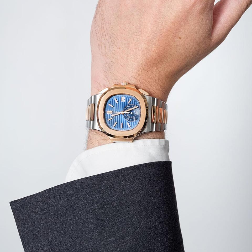 Relógio Nautillus Rose Gold Blue Dial 40mm