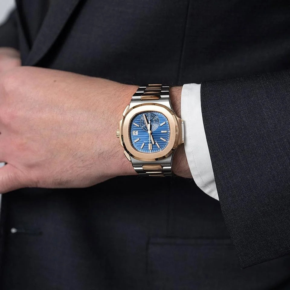 Relógio Nautillus Rose Gold Blue Dial 40mm