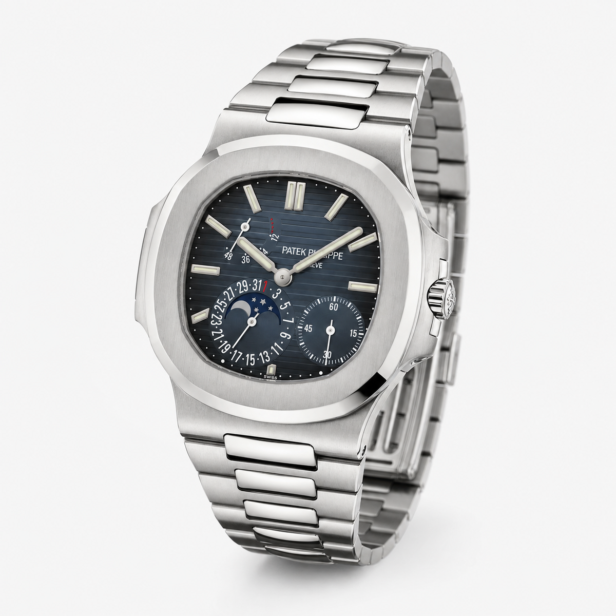 Relógio Philippe Nautilus Moonphase Blue Index Dial 40 mm