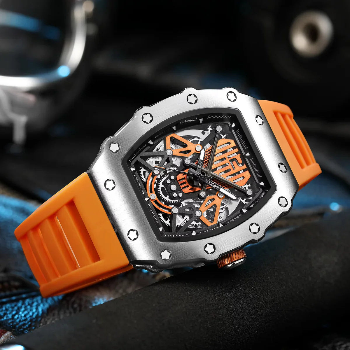 Relógio Skeleton Laranja